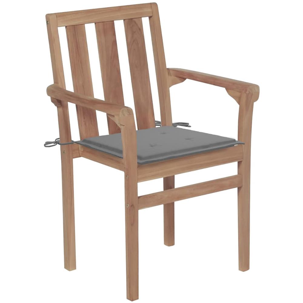 Sedie da Giardino 2 pz con Cuscini Grigie Massello di Teak - Foto 2