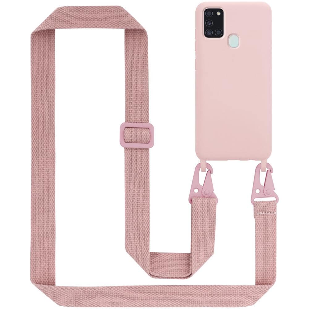 Catena Di Telefoni Cellulari Compatibile Con Samsung Galaxy A21s In Liquid Rosa - Coperchio Di Protezione In Silicone Con Cordino Regolabile In Lunghezza - Foto 1