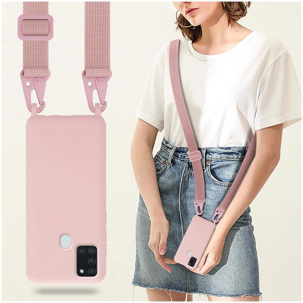 Catena Di Telefoni Cellulari Compatibile Con Samsung Galaxy A21s In Liquid Rosa - Coperchio Di Protezione In Silicone Con Cordino Regolabile In Lunghezza - Foto 7