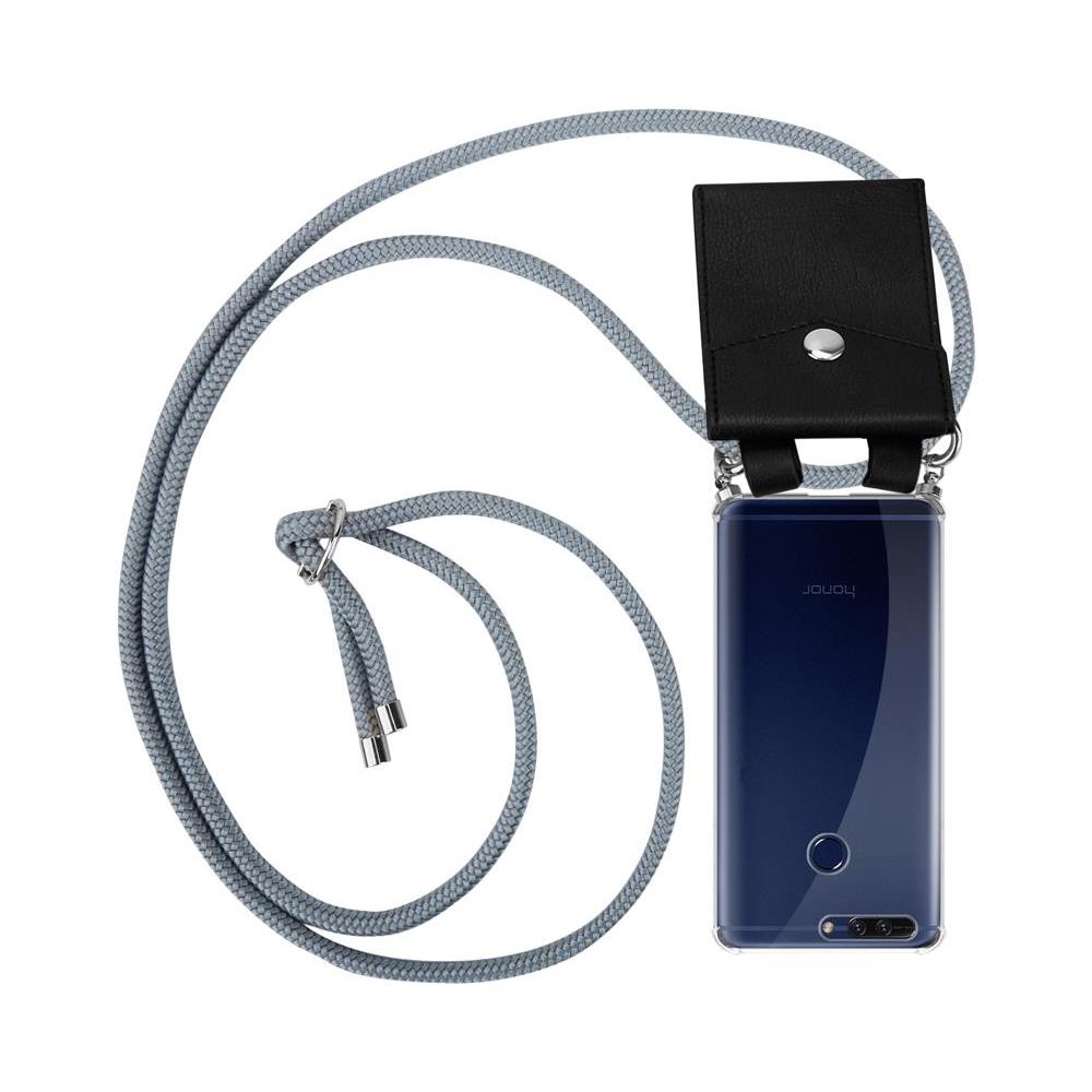 Catena Di Telefoni Cellulari Compatibile Con Honor 8 Pro In Grigio Argento - Coperchio Protettivo In Silicone Con Anelli D'argento, Cinturino In Corda E Custodia Staccabile - Foto 1