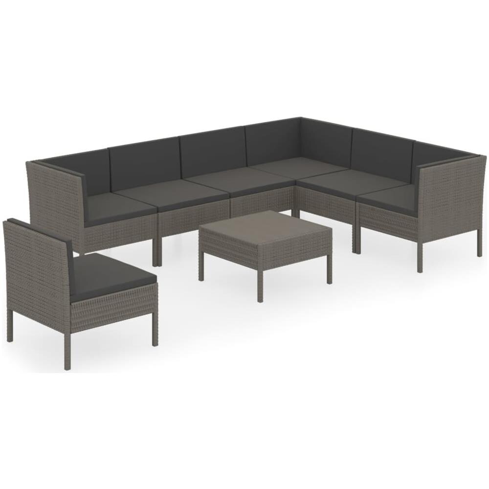 Set Divani Da Giardino 8 Pz Con Cuscini In Polyrattan Grigio - Foto 2