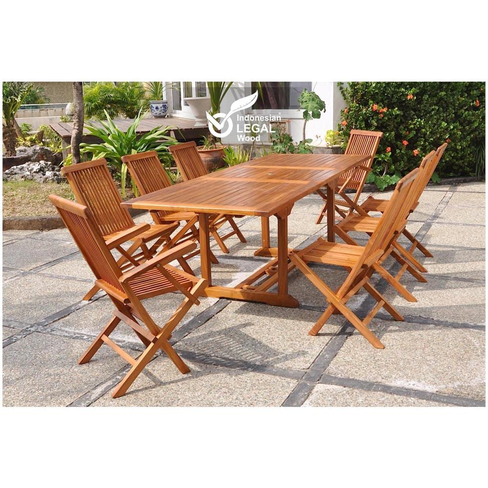 Tavolo Rettangolare 6 Sedie E 2 Poltrone In Teak Oliate Lubok - Foto 1