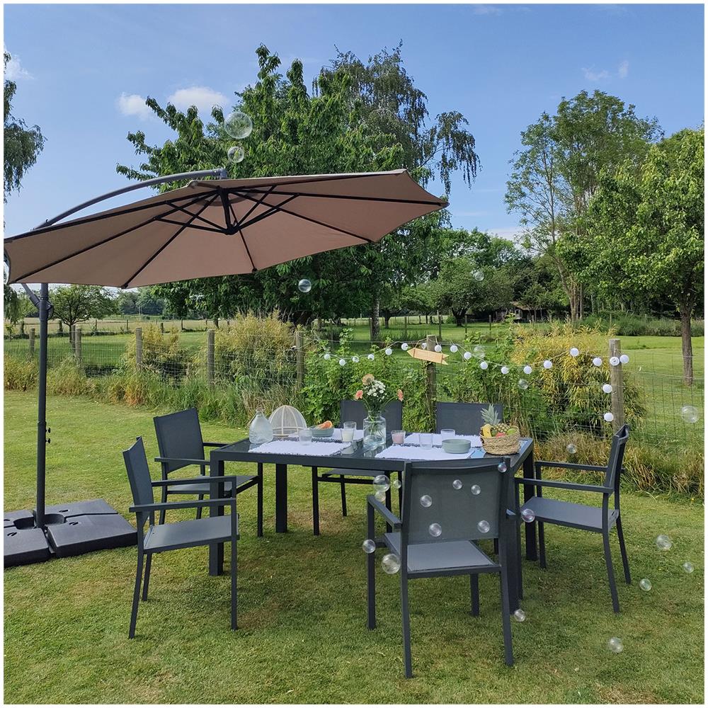 Oahu Ombrellone Rotondo Di 3 M Di Diametro Color Tortora - Foto 2