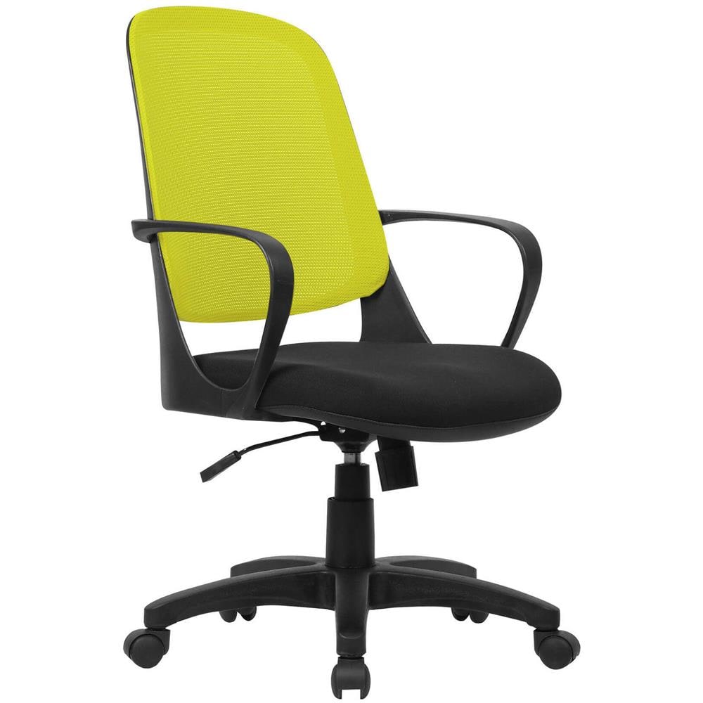 Sedia Da Ufficio Coffs, Poltrona Operativa A Rete Con Braccioli, Seduta Ergonomica Da Ufficio, 61x60h99/108 Cm, Nero E Giallo - Foto 1