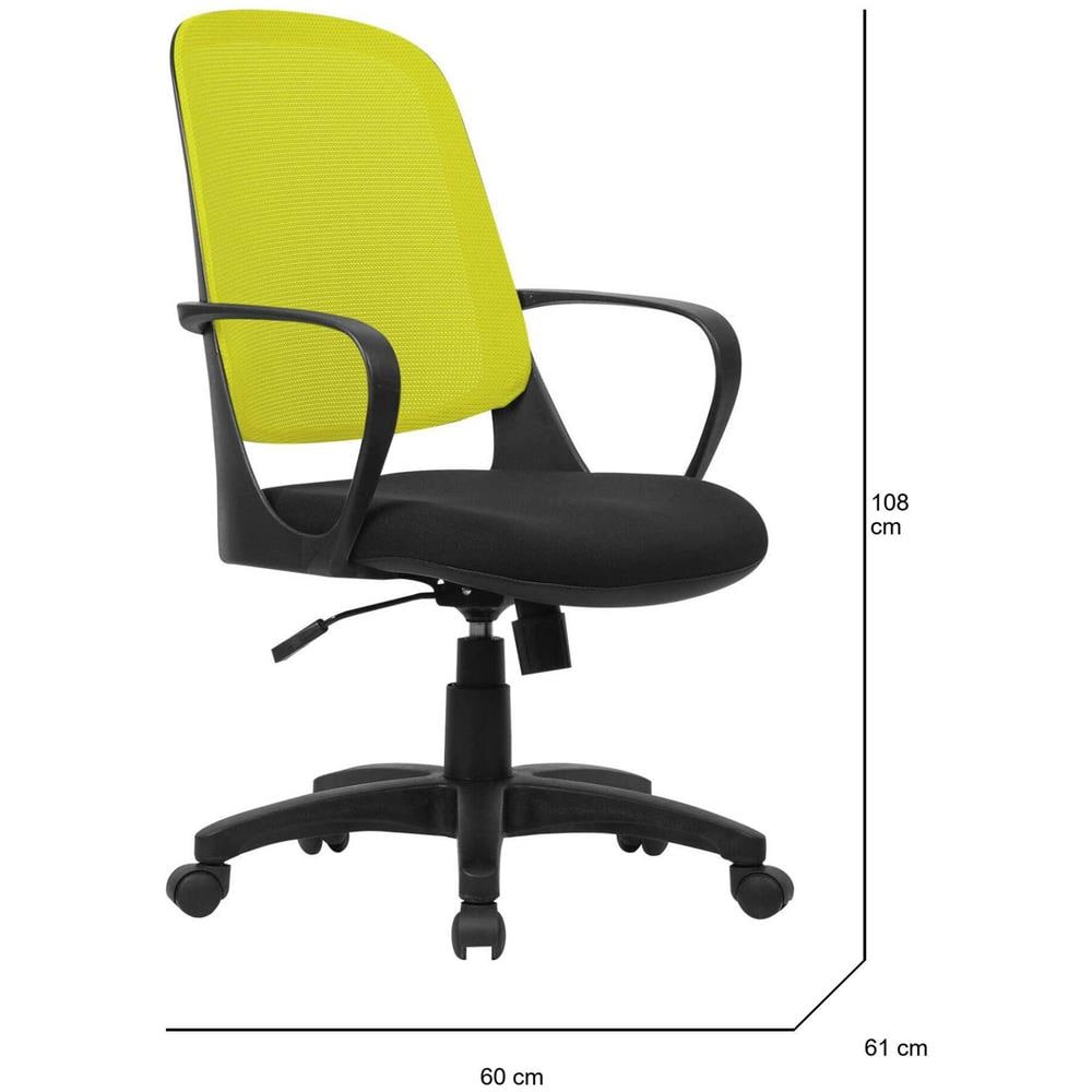 Sedia Da Ufficio Coffs, Poltrona Operativa A Rete Con Braccioli, Seduta Ergonomica Da Ufficio, 61x60h99/108 Cm, Nero E Giallo - Foto 2