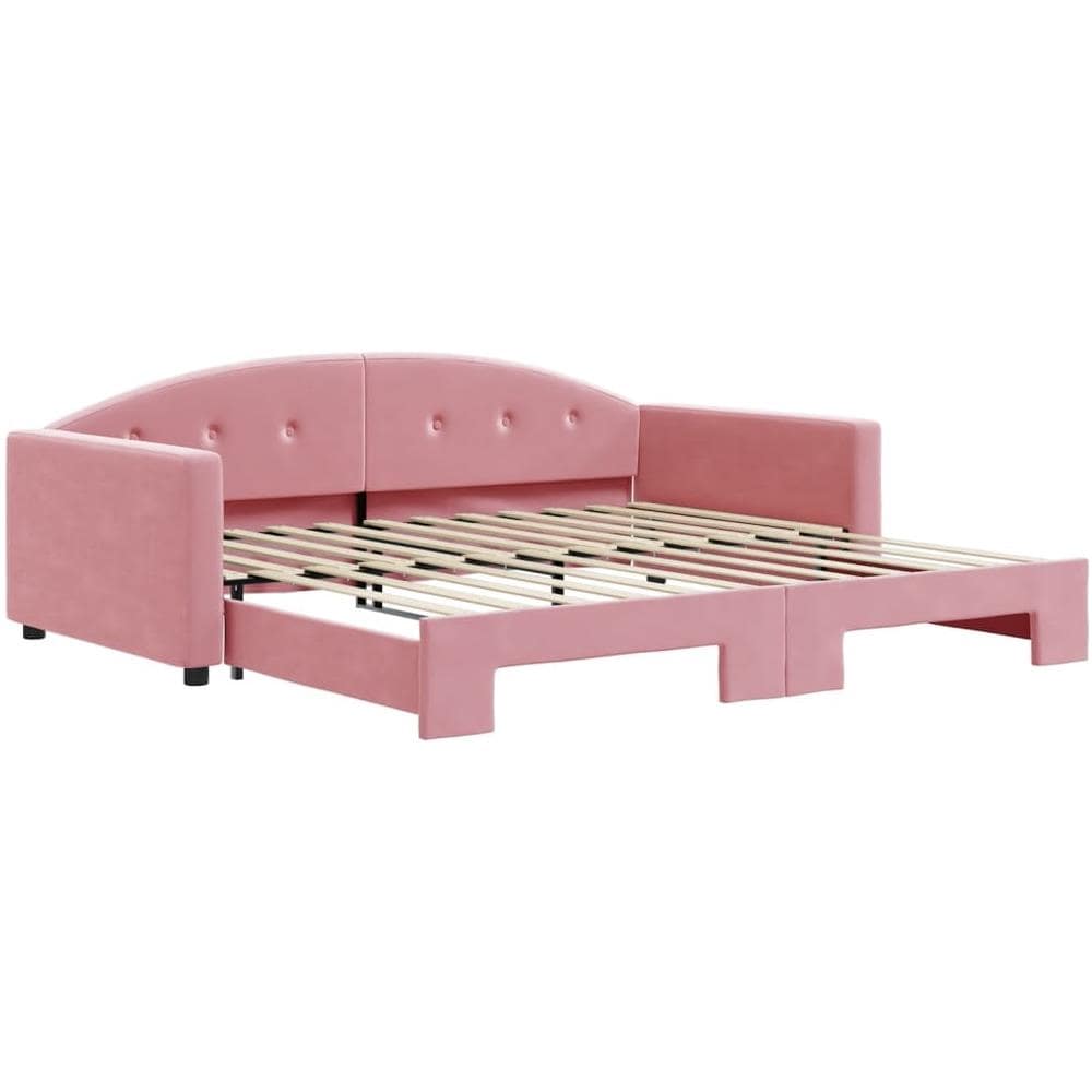 Divano Letto Con Letto Estraibile Rosa 100x200 Cm In Velluto - Foto 2