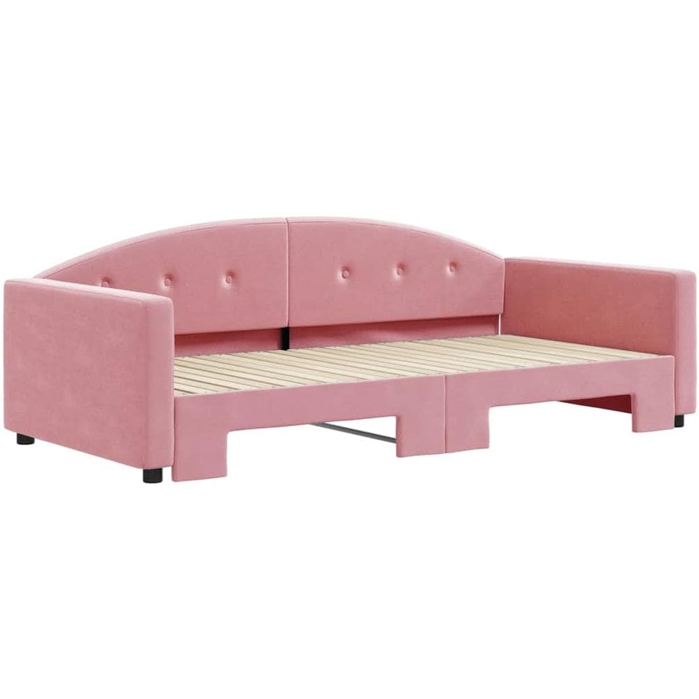 Divano Letto Con Letto Estraibile Rosa 100x200 Cm In Velluto - Foto 3