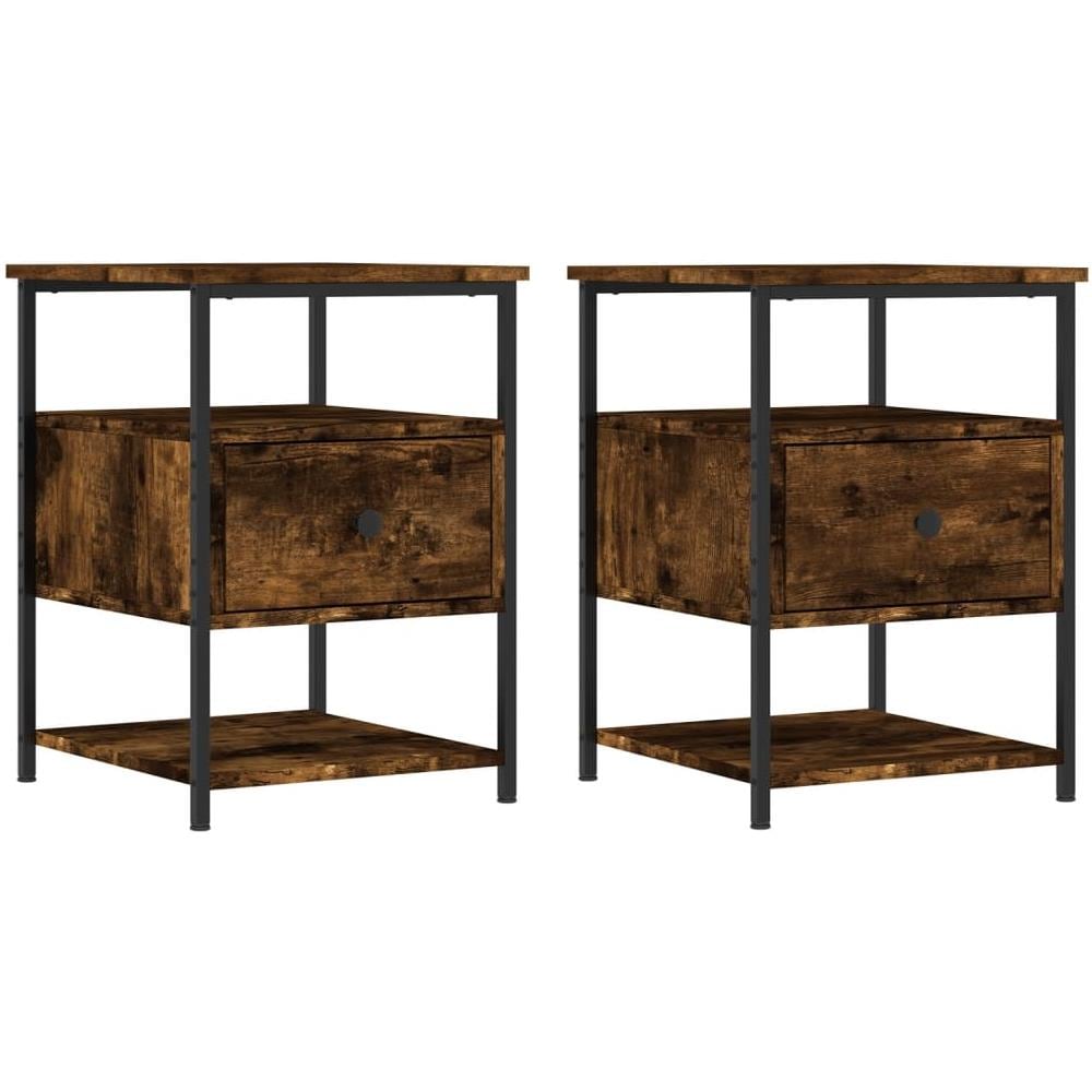 Comodini 2 Pz Rovere Fumo 40x42x56 Cm In Legno Multistrato - Foto 2