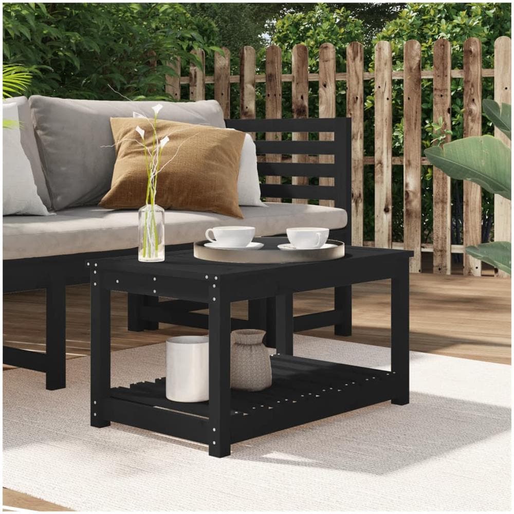 Tavolo Da Giardino Nero 82,5x50,5x45 Cm Legno Massello Pino - Foto 1