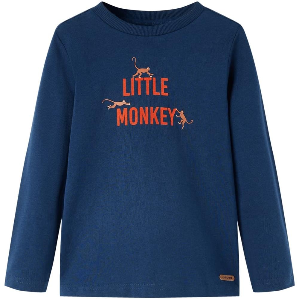 Maglietta Per Bambini Maniche Lunghe Little Monkey Blu Marino 128 - Foto 1