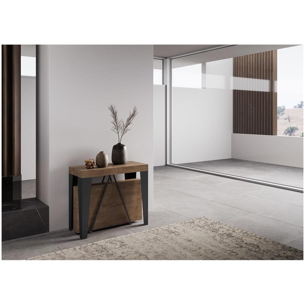 Consolle allungabile 90x40/300 cm Algo noce telaio antracite - Foto 2