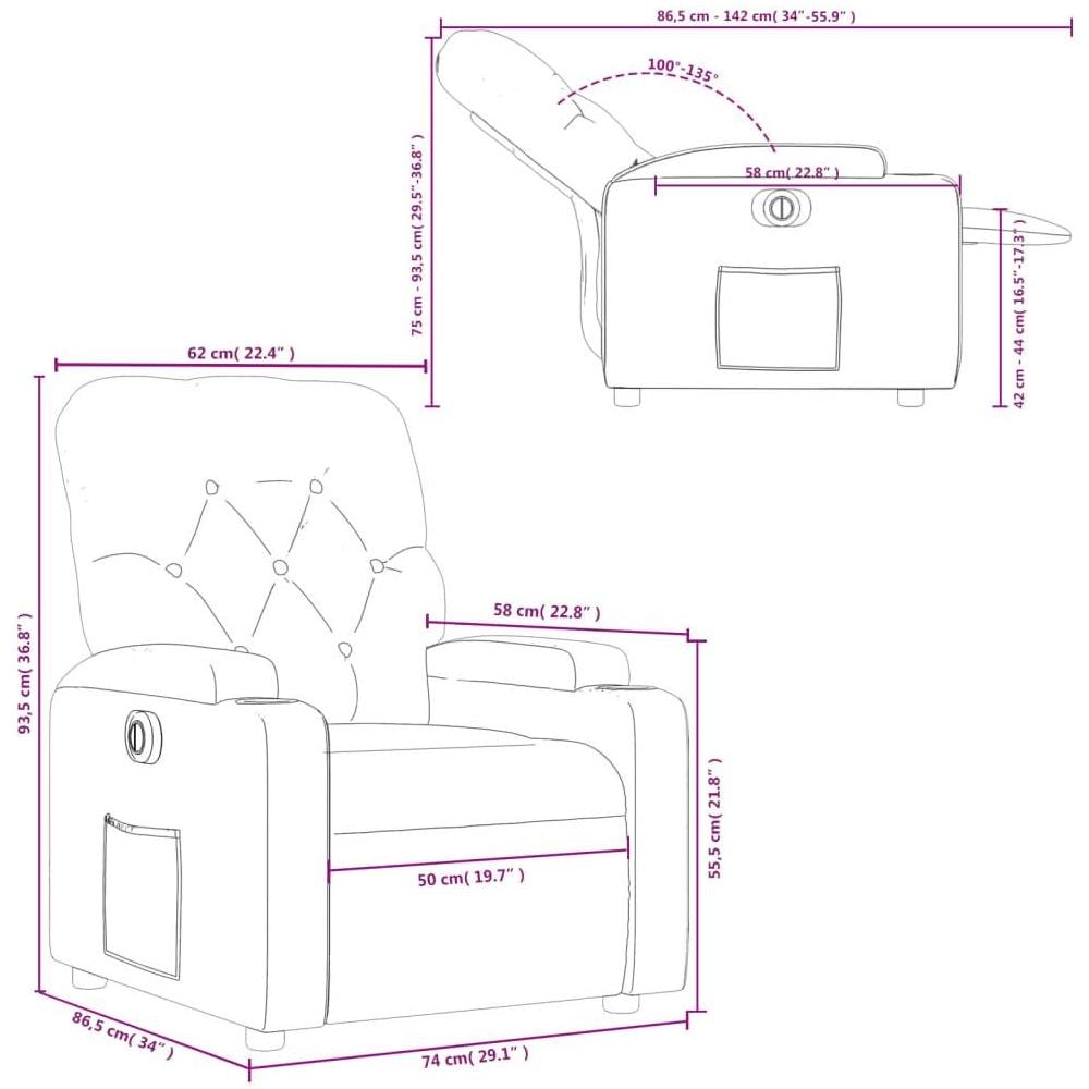 Poltrona Elettrica Reclinabile Verde Scuro in Tessuto - Foto 10