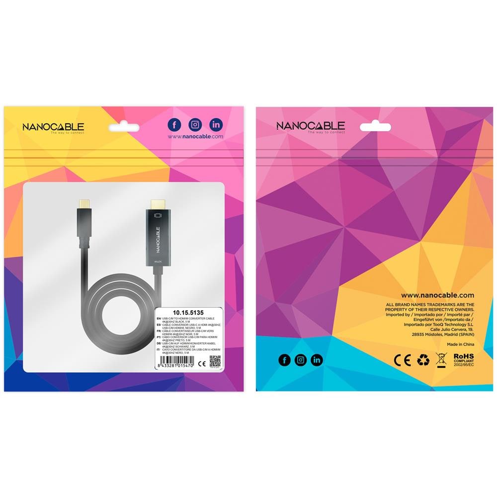 10.15.5135 cavo e adattatore video 5 m USB tipo-C HDMI Nero - Foto 5