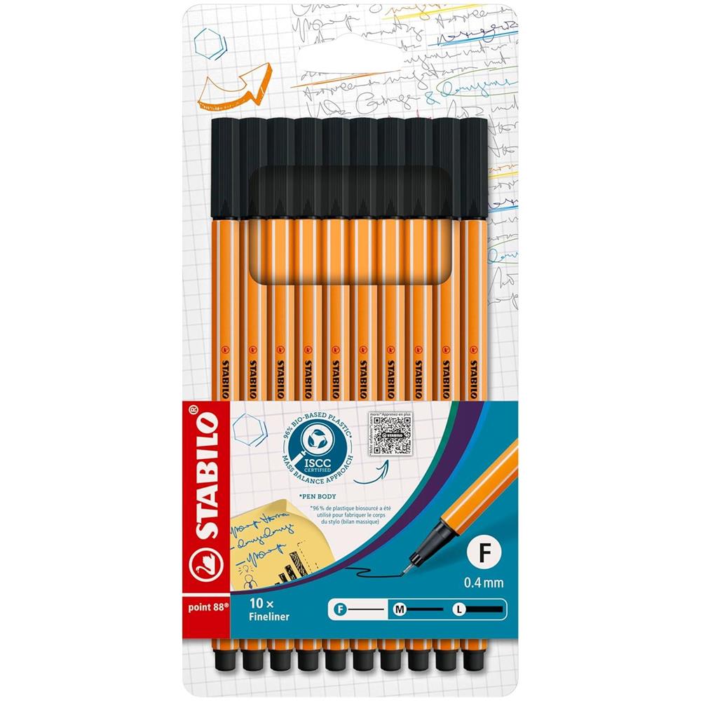 point 88 - Fineliner - Astuccio da 10 - Nero - Foto 1