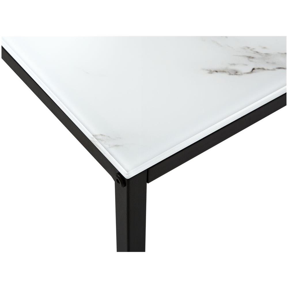 Tavolino Consolle Nero E Vetro Effetto Marmo Delano - Foto 2