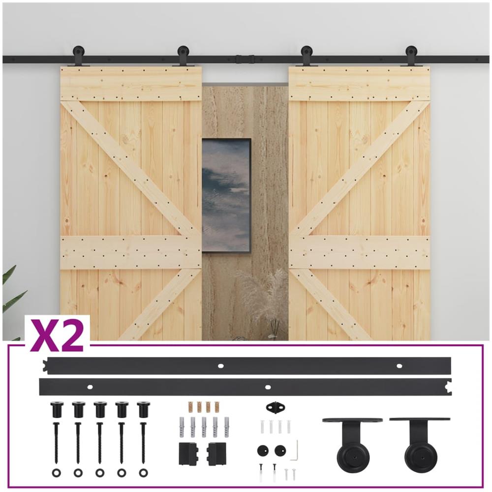 Porta Scorrevole Con Set Hardware 80x210 Cm In Legno Di Pino - Foto 2