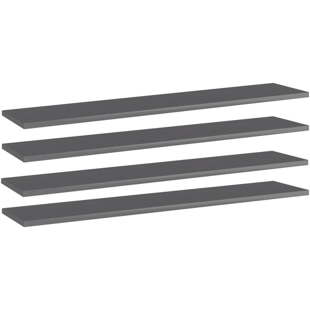 Ripiani per Libreria 4pz Grigio Lucido 100x20x1,5cm Multistrato - Foto 1