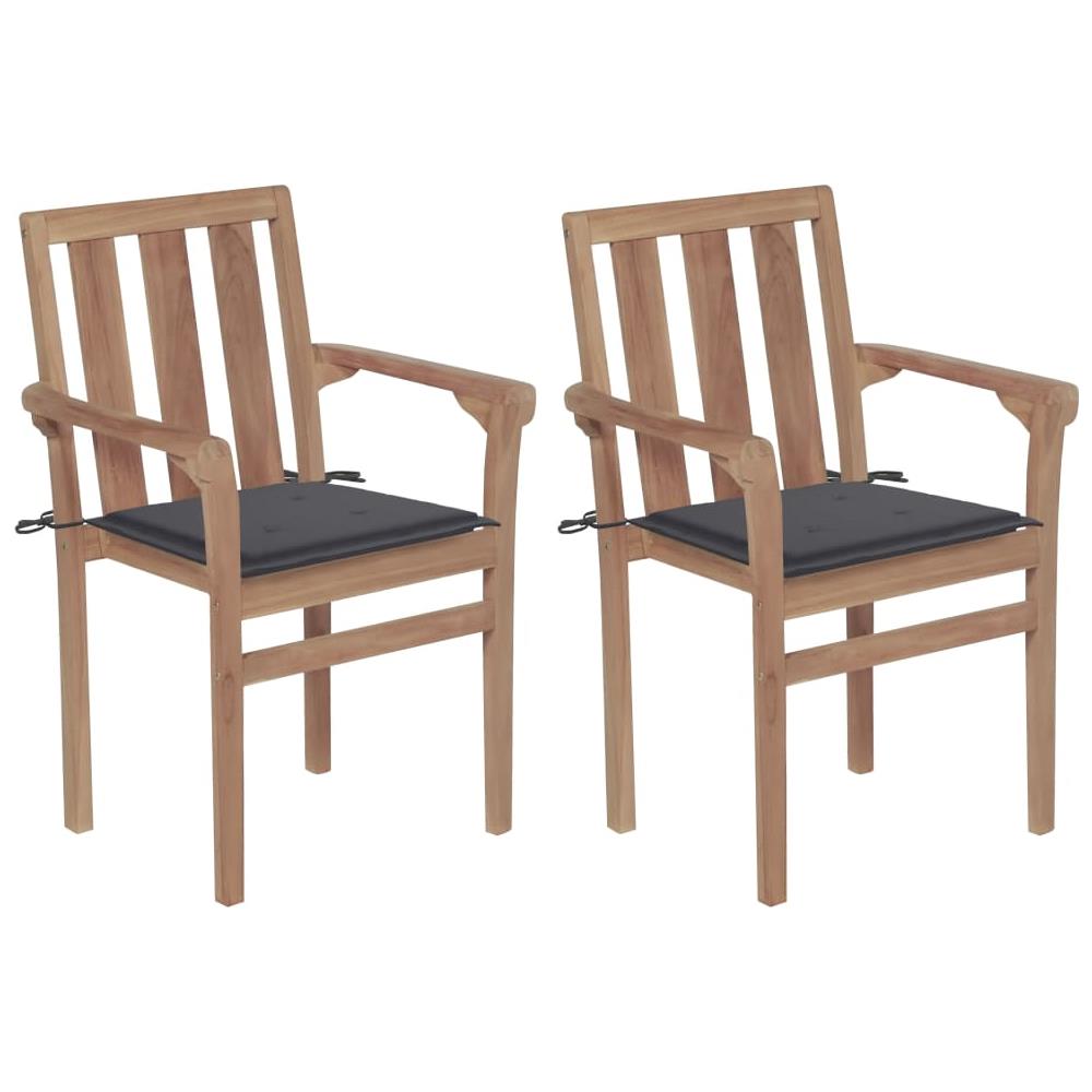 Sedie da Giardino 2 pz con Cuscini Antracite Massello di Teak - Foto 1