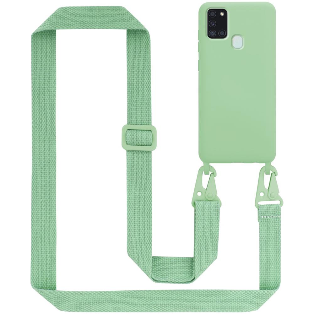 Catena Di Telefoni Cellulari Compatibile Con Samsung Galaxy A21s In Liquid Verde Chiaro - Coperchio Di Protezione In Silicone Con Cordino Regolabile In Lunghezza - Foto 1