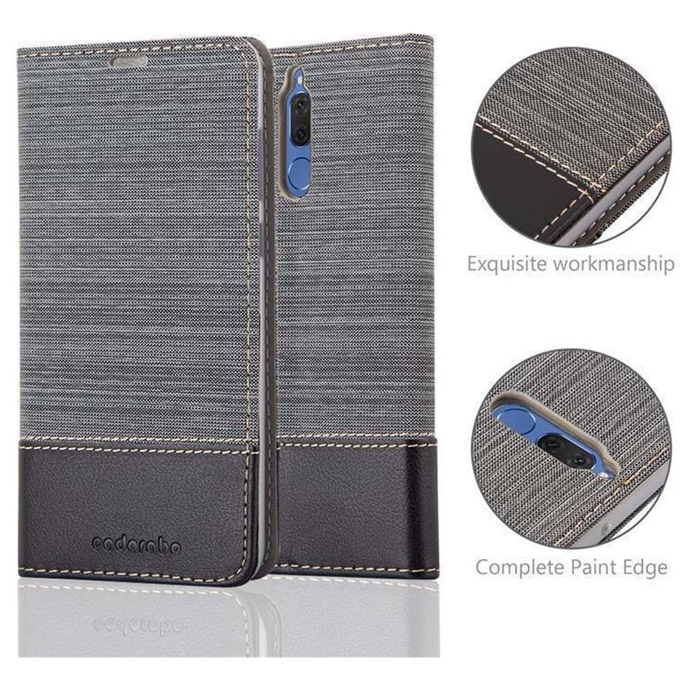 Custodia Compatibile Con Huawei Mate 10 Lite In Grigio Nero - Coperchio Protettiva Con Chiusura Magnetica, Funzione Stand E Tasca Per Le Carte - Foto 7