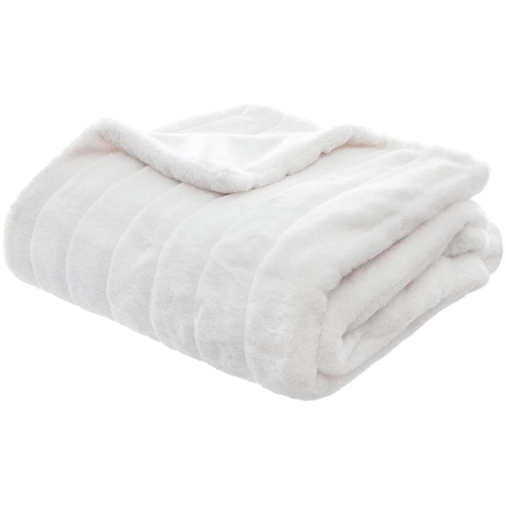 Copriletto Bianco 180 X 230 Cm, Trama Pelliccia, Atmosphera - Foto 1