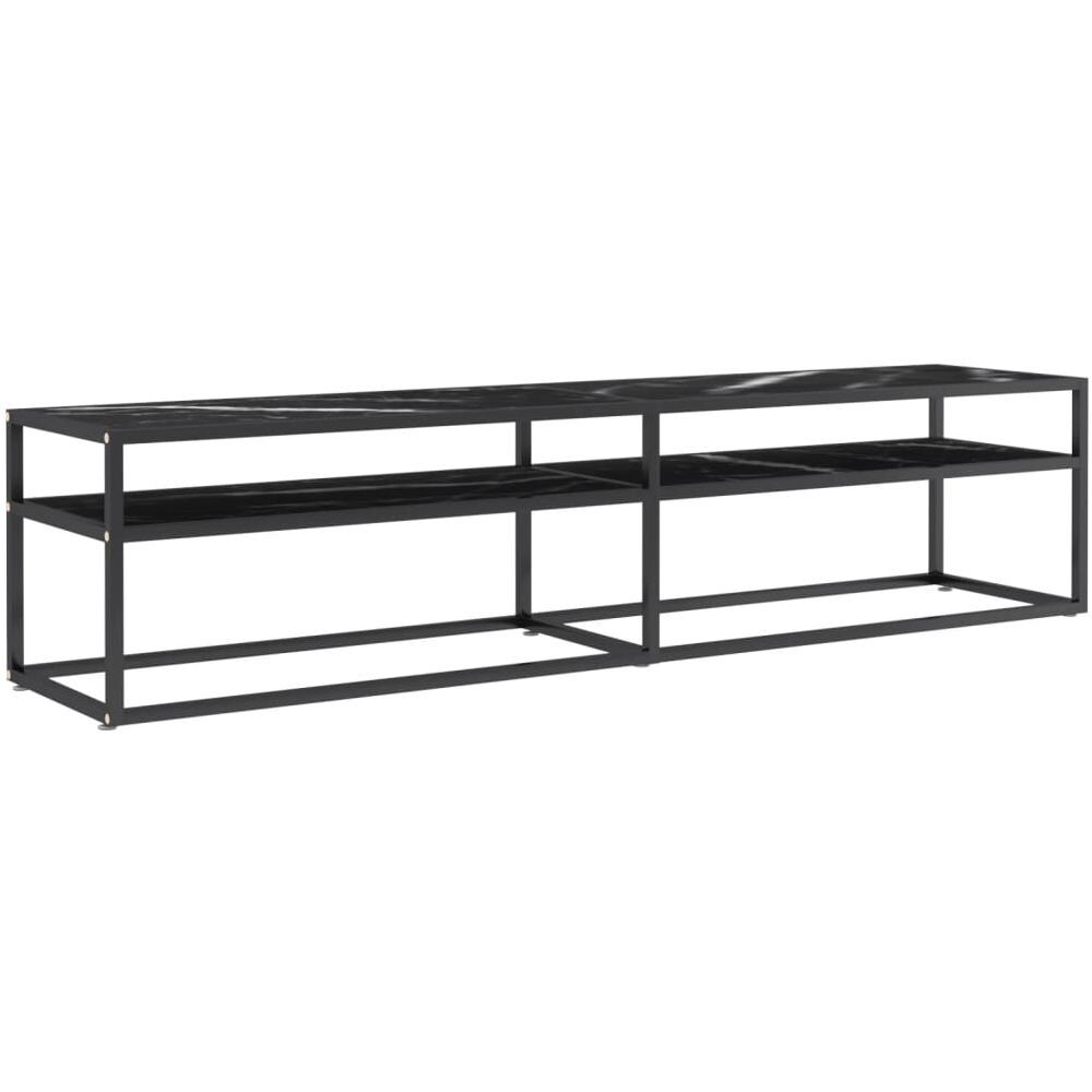 Mobile Porta TV Marmo Nero 180x40x40,5 cm in Vetro Temperato - Foto 1