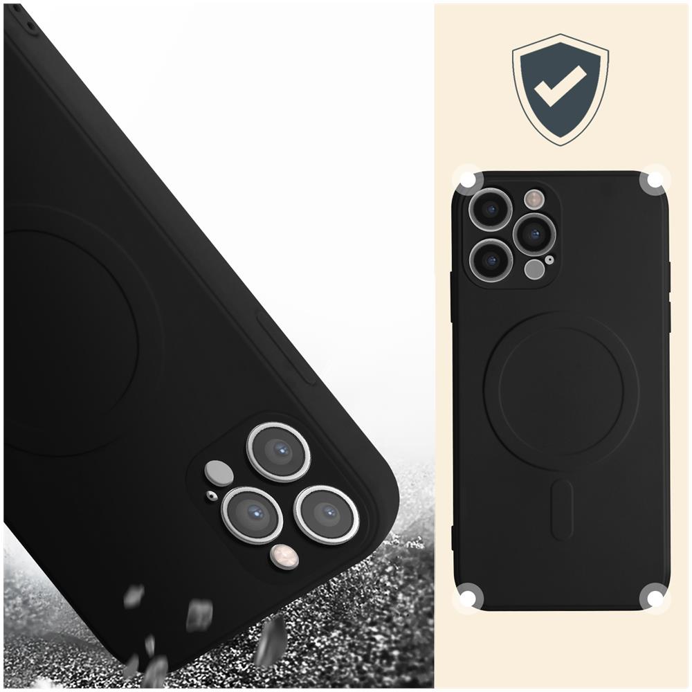 Cover Magsafe Iphone 12 Pro Silicone Flessibile Soft-touch Mag Cover Nera - Foto 2