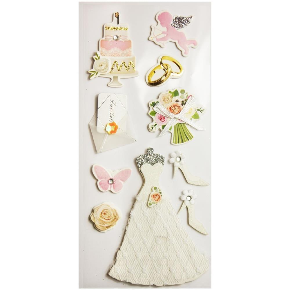 Adesivi In Rilievo Glitterati - Matrimonio In Bianco - Foto 1