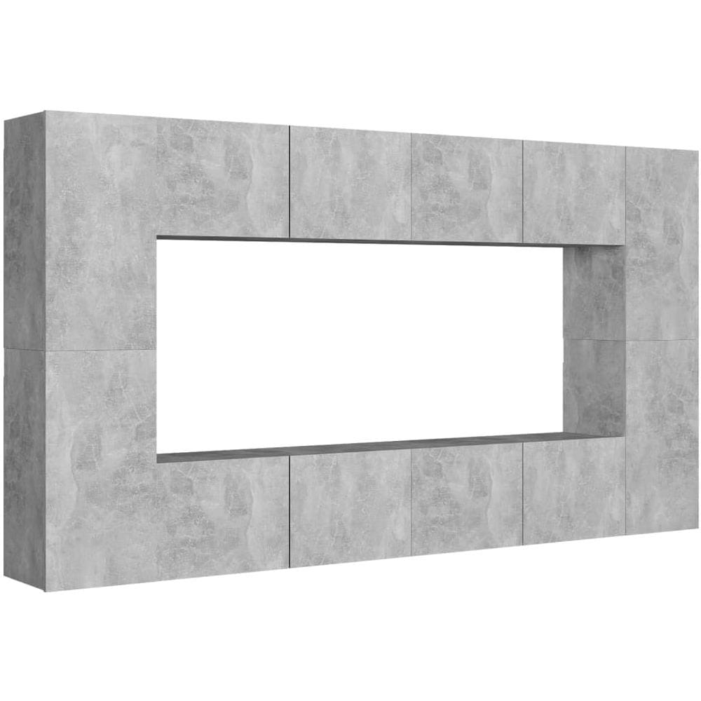 Set di Mobili Porta TV 8 pz Grigio Cemento in Legno Multistrato - Foto 1