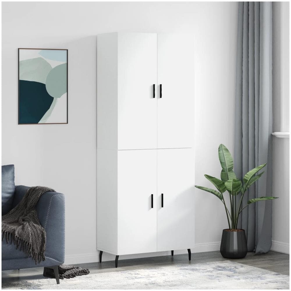 Credenza Bianca 69,5x34x180 Cm In Legno Multistrato - Foto 1