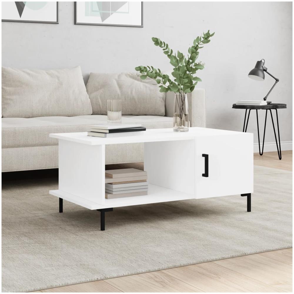 Tavolino Da Salotto Bianco 90x50x40 Cm In Legno Multistrato - Foto 1