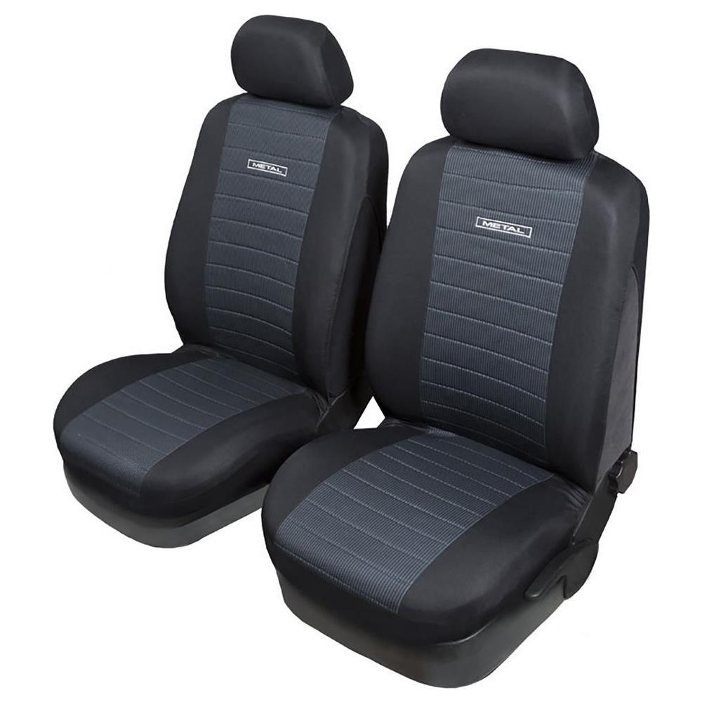 Coppia Copriseedile Metal Per Auto Universale Copertura Sedili Anteriori Nero Protezione - Foto 1