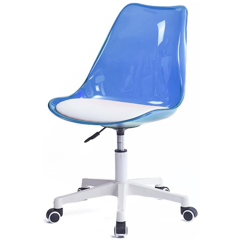 Sedia da Scrivania con ruote e Schienale trasparente Blu Poltrona da Ufficio - Foto 1