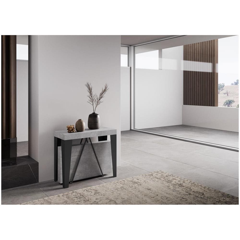 Consolle allungabile 90x40/300 cm Algo cemento telaio antracite - Foto 2