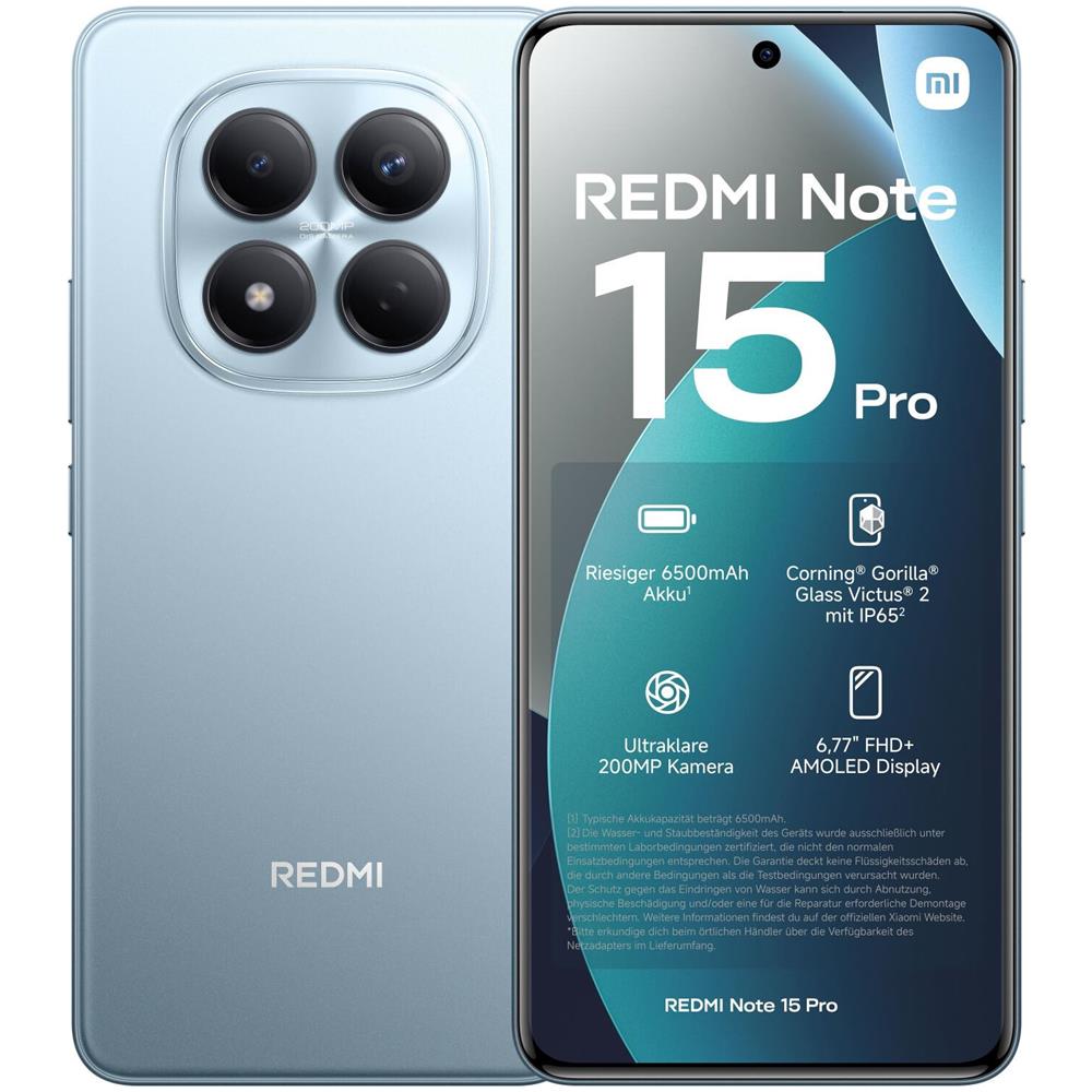 Redmi Note 15 Pro 4G 256GB 8GB Ram Display 6.77" Amoled 120Hz Main Camera 200MP Dual Sim (Sim+Ibrida) MediaTek Helio G200-Ultra 6500mAh Glacier Blue - Foto 1