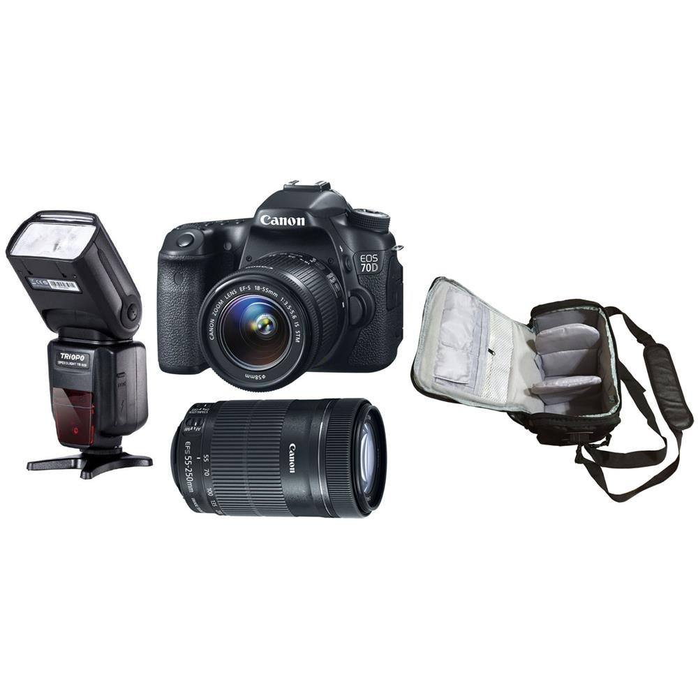 Eos 70d + Ef-s 18-55mm Stm + Ef-s 55-250mm Stm + Borsa Fotografica Professionale + Flash - Foto 1