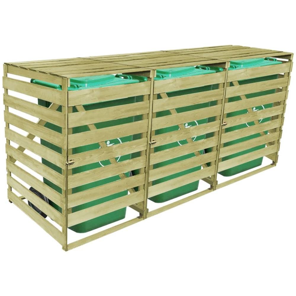Copribidone per Spazzatura Triplo 240 L in Legno Impregnato - Foto 4