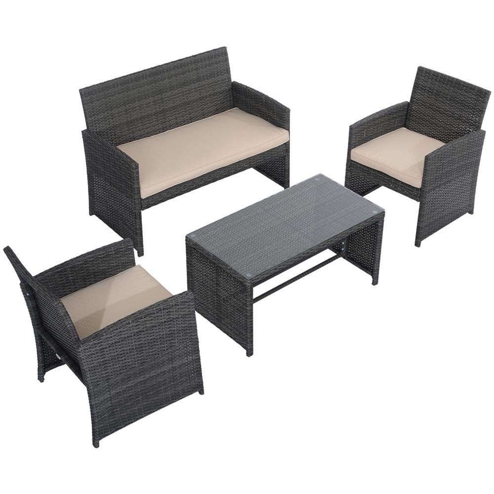 Outsunny set mobili da esterno in pe rattan divanetto e 2 poltrone ... Mobili per esterno in rattan