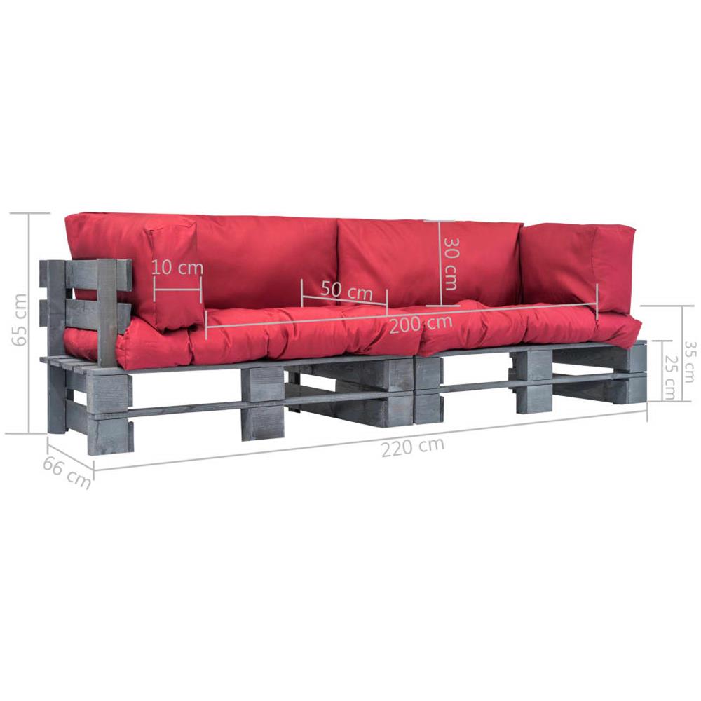 Divani Da Giardino Su Pallet 2 Pz Cuscini Rossi Legno Pino Fsc - Foto 5