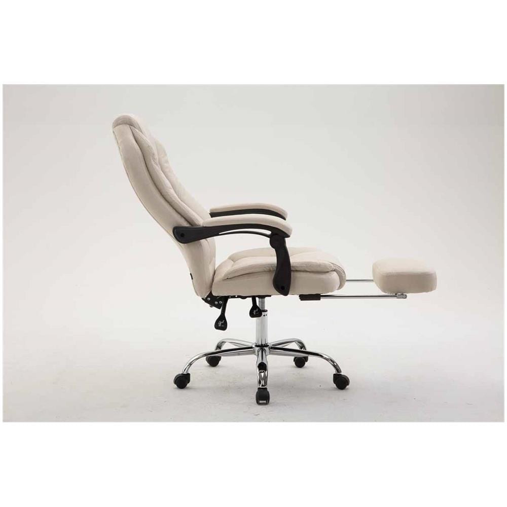 Poltrona Presidenziale Relax Castle - Sedia Ergonomica Imbottita con Poggiapiedi Estraibile I Poltrona Pc Regolabile e Reclinabile I Sedia Ufficio con Ruote, Carico Max 130 kg Crema - Foto 2