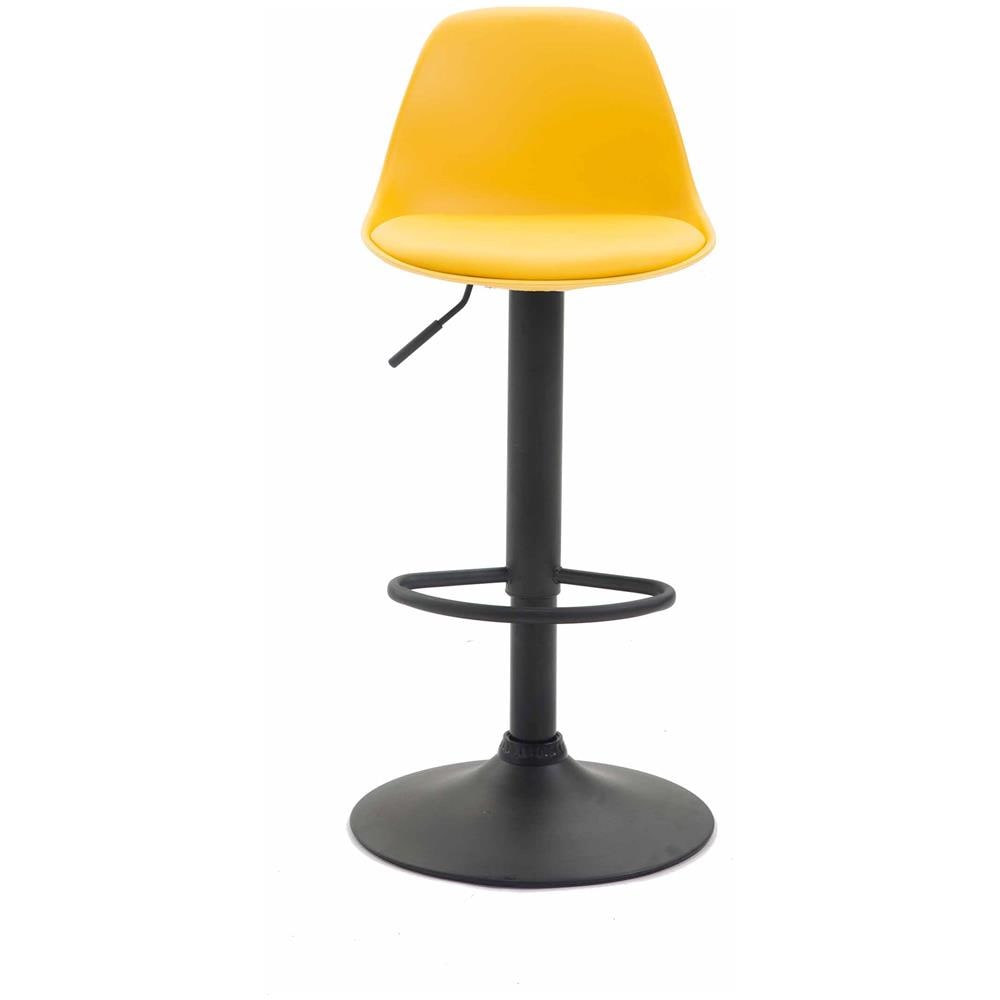 Sgabello Design Kiel in Polipropilene e Similpelle - Sgabello Cucina Girevole e Regolabile - Sgabello da Bar Imbottito e con Poggiapiedi Giallo Nero - Foto 2