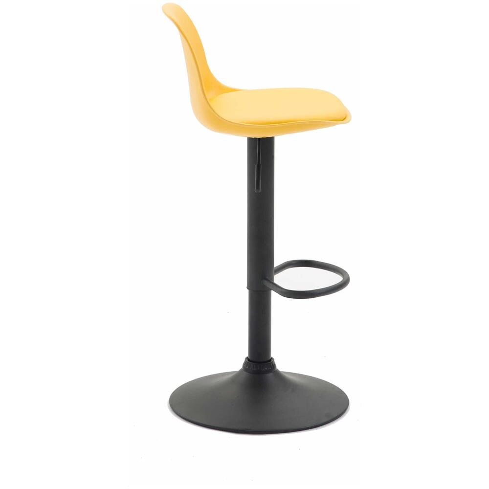 Sgabello Design Kiel in Polipropilene e Similpelle - Sgabello Cucina Girevole e Regolabile - Sgabello da Bar Imbottito e con Poggiapiedi Giallo Nero - Foto 3