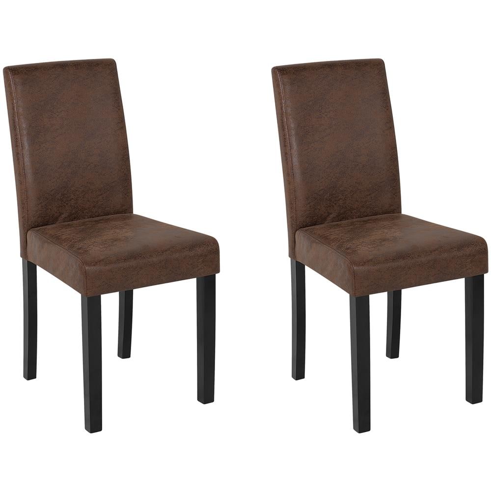 Set Di 2 Sedie Da Pranzo In Finta Pelle Marrone Vintage Broadway - Foto 1