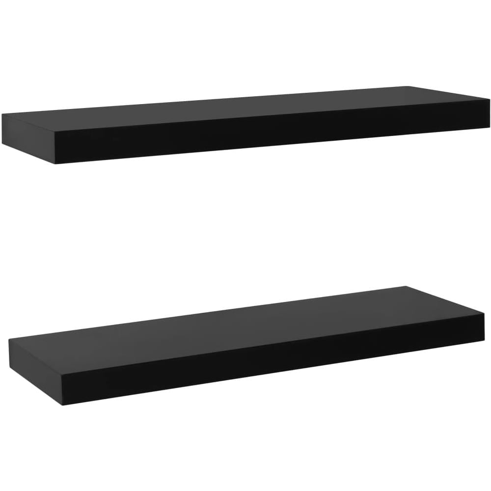 Mensole a Muro Galleggianti 2 pz Nere 60x20x3,8 cm - Foto 1