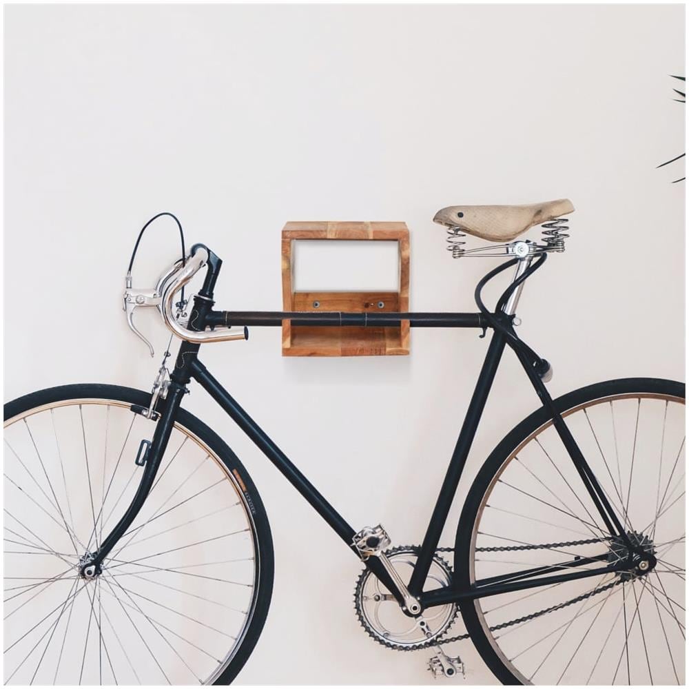 Supporto Bicicletta Da Parete 35x25x25 Cm In Legno Di Acacia - Foto 2