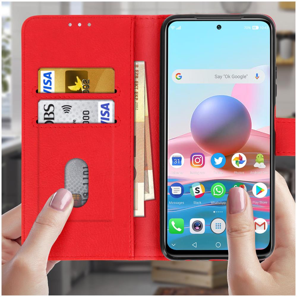 Custodia Xiaomi Redmi Note 10 / 10s Protezione Portacarte Supporto Rossa - Foto 5