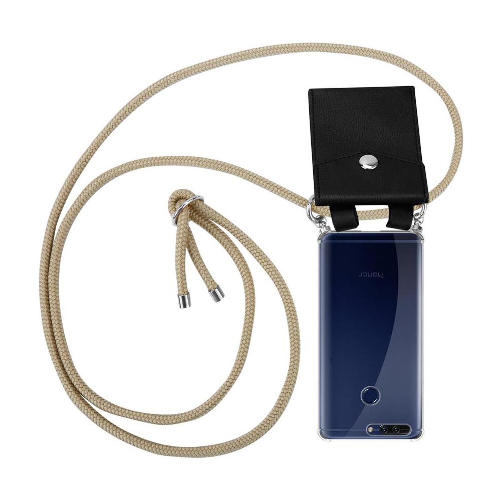 Catena Di Telefoni Cellulari Compatibile Con Honor 8 Pro In Marrone Brillante - Coperchio Protettivo In Silicone Con Anelli D'argento, Cinturino In Corda E Custodia Staccabile - Foto 1