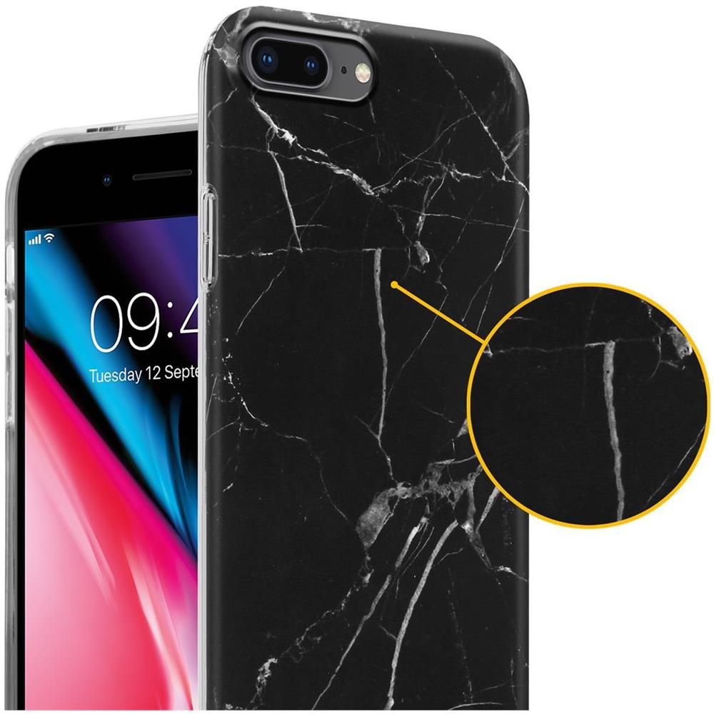 Custodia Compatibile Con Apple Iphone 8 Plus / 7 Plus / 7s Plus In Marmo Nero Bianco No. 22 - Coperchio Protettivo In Silicone Tpu Con Motivo A Mosaico - Foto 2