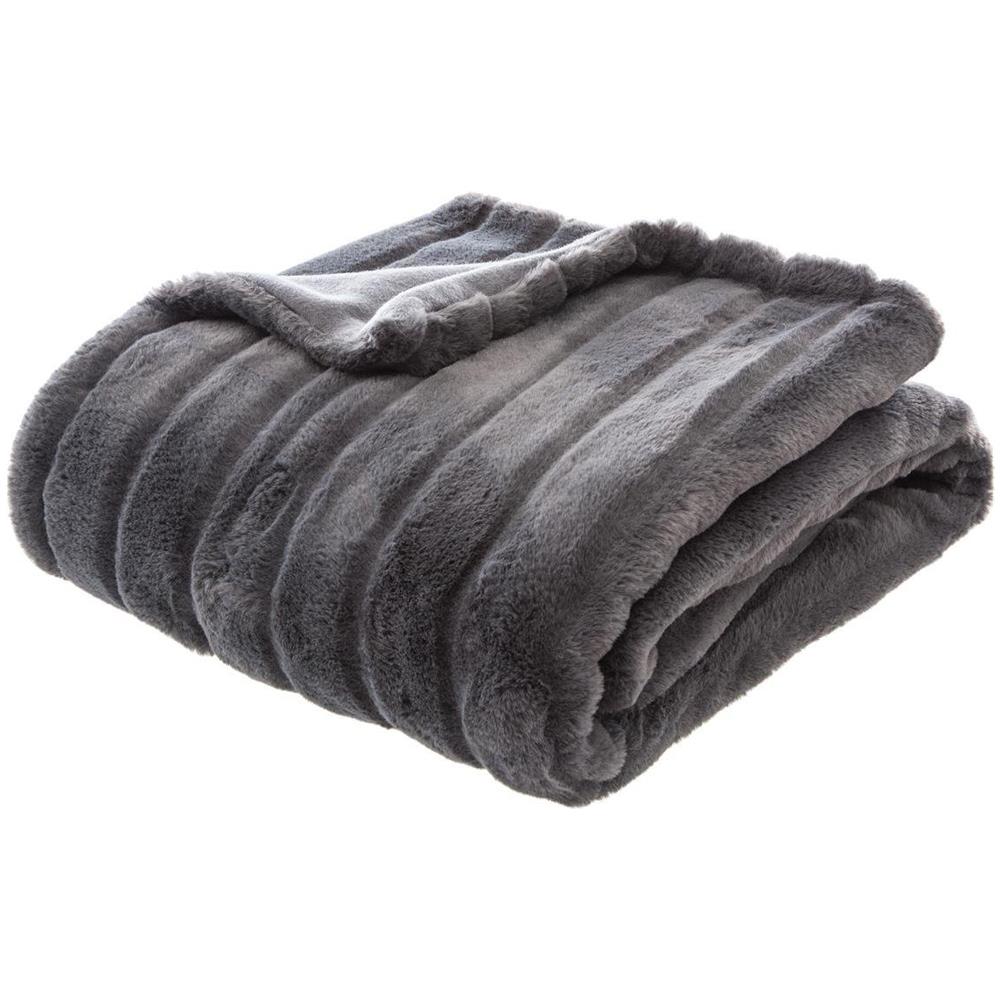 Lenzuola Grigio Scuro 180 X 230 Cm, Trama Pelliccia, - Foto 1