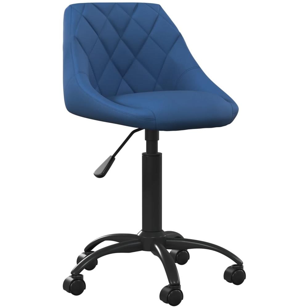 Sedia Da Ufficio Blu In Velluto - Foto 1
